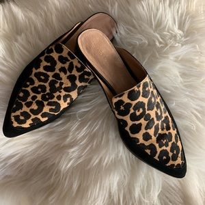 Halogen gently used Leopard mules